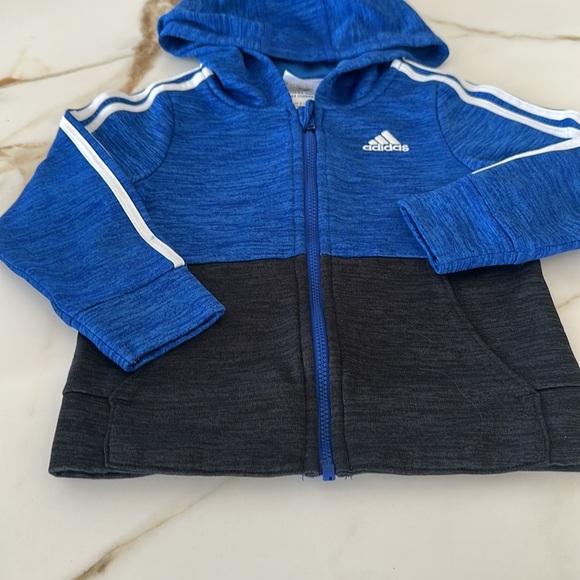 Adidas Kids Two-Tone Blue and Black Hoodie - Picture 3 of 5